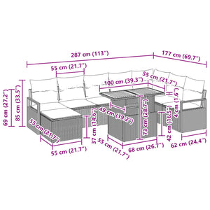Σέτ φαγητού για κήπο με μαξιλάρι 9 pcs Μαύρο και Γαλαζοπράσινο - Pakobazaar
