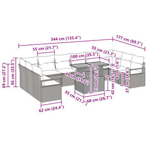 Σέτ φαγητού για κήπο με μαξιλάρι 11 pcs Μαύρο και Γαλαζοπράσινο - Pakobazaar
