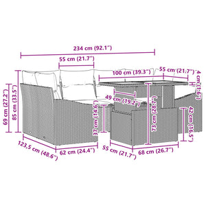 Σέτ φαγητού για κήπο με μαξιλάρι 7 pcs Μαύρο και Γαλαζοπράσινο - Pakobazaar
