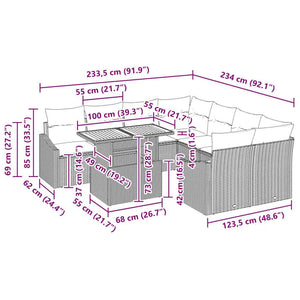 Σέτ φαγητού για κήπο με μαξιλάρι 9 pcs Μαύρο και Καφέ - Pakobazaar