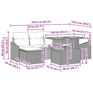 Σέτ φαγητού για κήπο με μαξιλάρι 7 pcs Μαύρο και Γαλαζοπράσινο - Pakobazaar