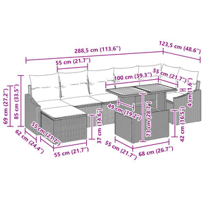 Σετ Καναπέ Κήπου με μαξιλάρι 8 pcs Μαύρο και Γαλαζοπράσινο - Pakobazaar