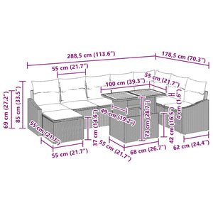 Σέτ φαγητού για κήπο με μαξιλάρι 9 pcs Μαύρο και Καφέ - Pakobazaar