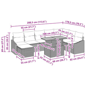 Σέτ φαγητού για κήπο με μαξιλάρι 9 pcs Μαύρο και Γαλαζοπράσινο - Pakobazaar