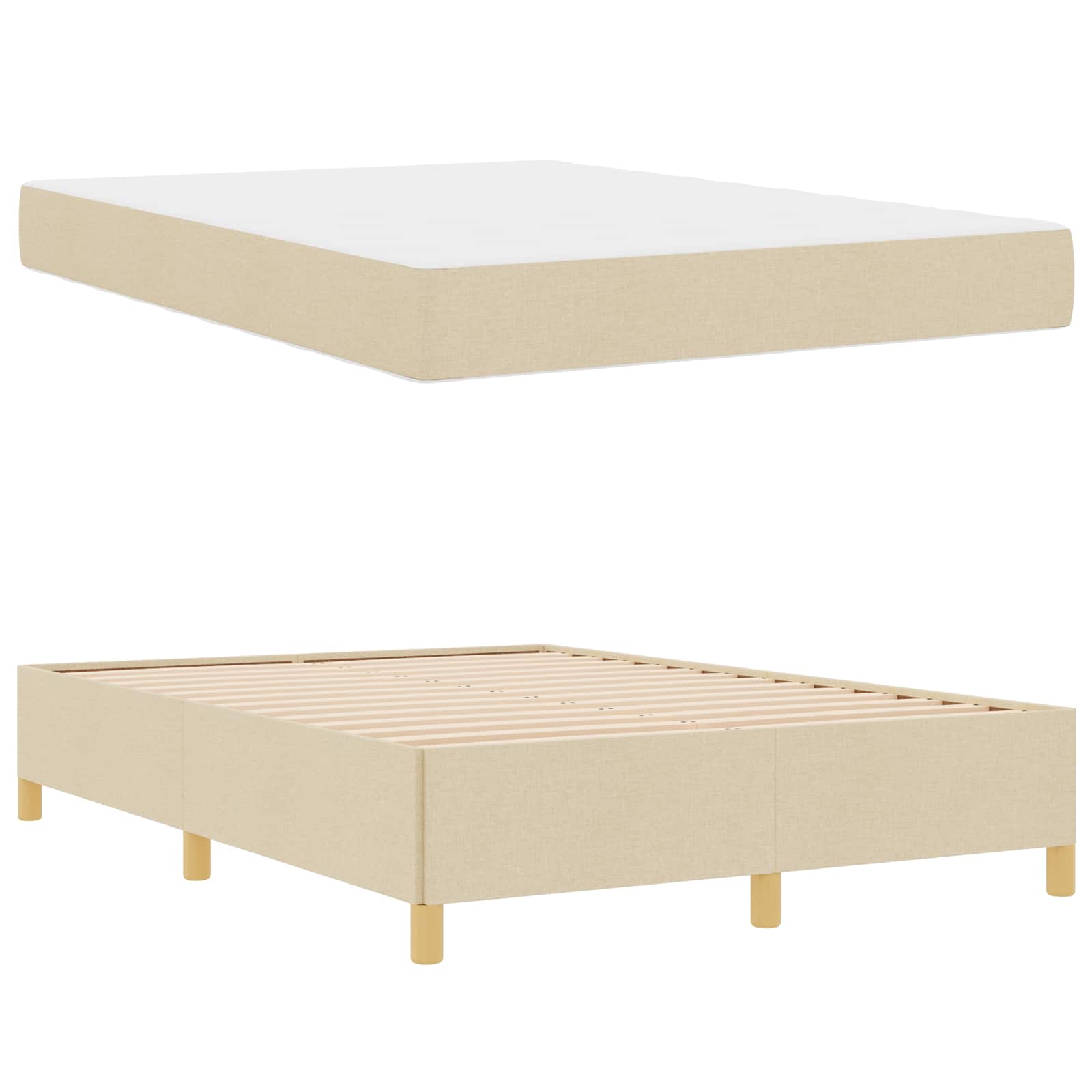 Σκελετός Κρεβατιού με στρώμα Κρεμ 160 x 200 cm ύφασμα