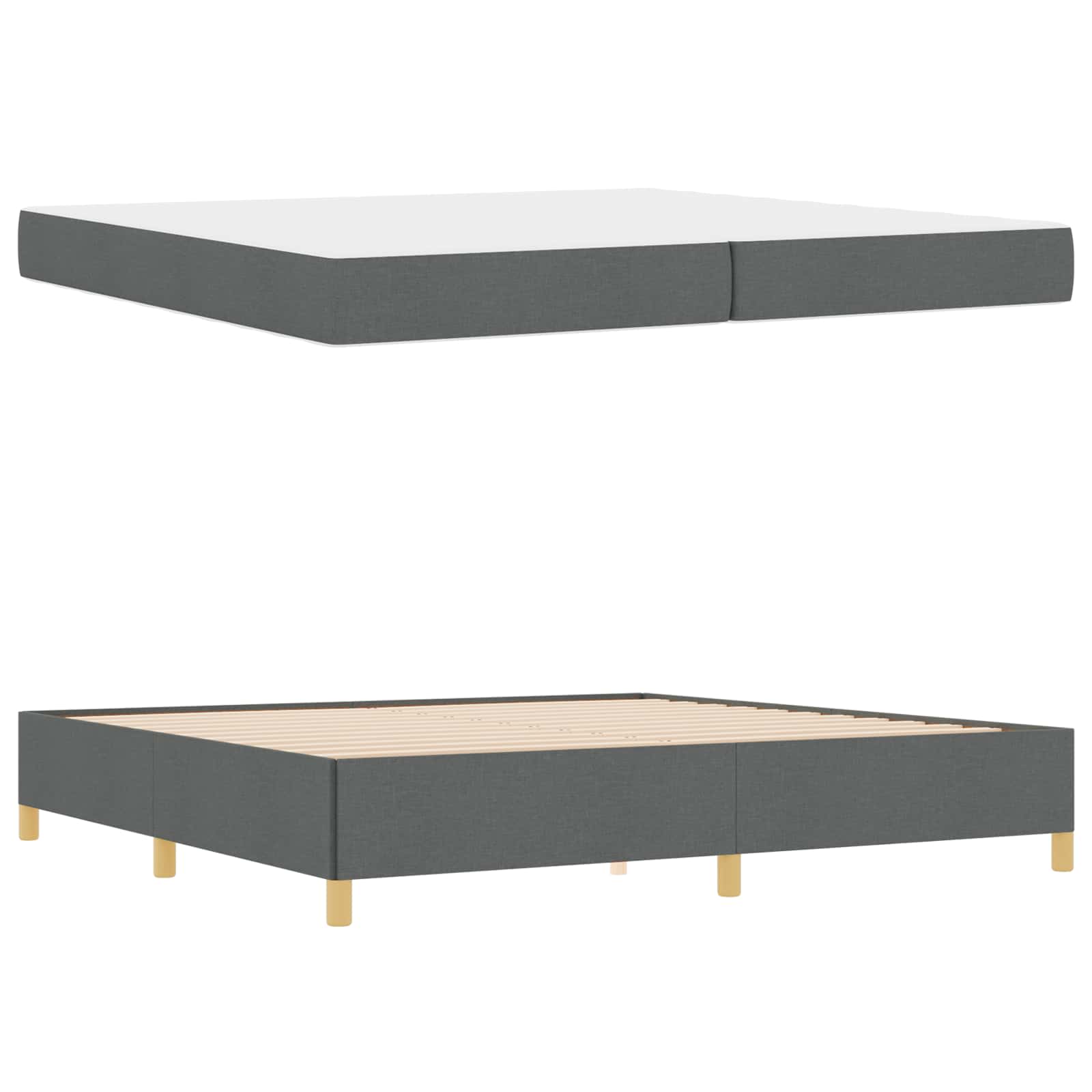 Σκελετός Κρεβατιού με στρώμα Σκούρο Γκρι 200 x 200 cm ύφασμα - Pakobazaar