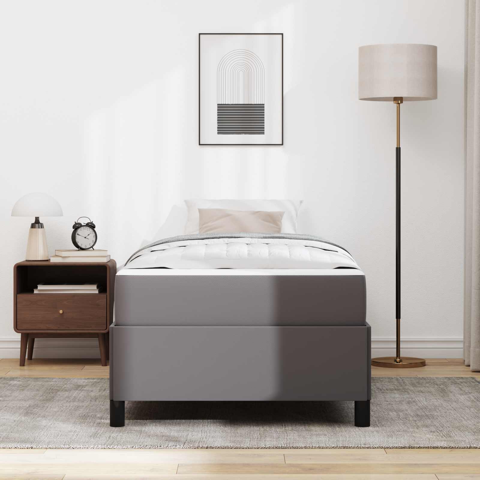 Σκελετός Κρεβατιού με στρώμα Γκρι 80 x 200 cm ύφασμα