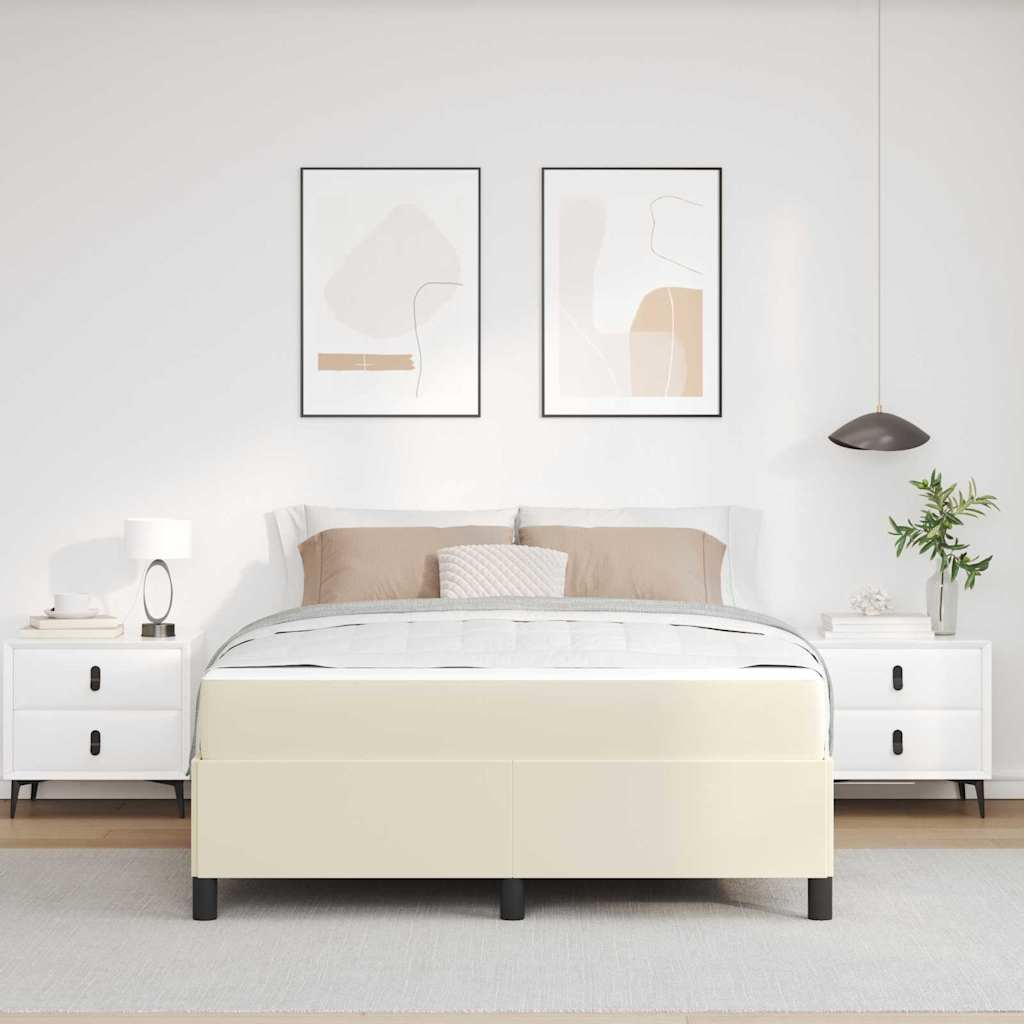 Σκελετός Κρεβατιού με στρώμα Κρεμ 160 x 200 cm ύφασμα - Pakobazaar