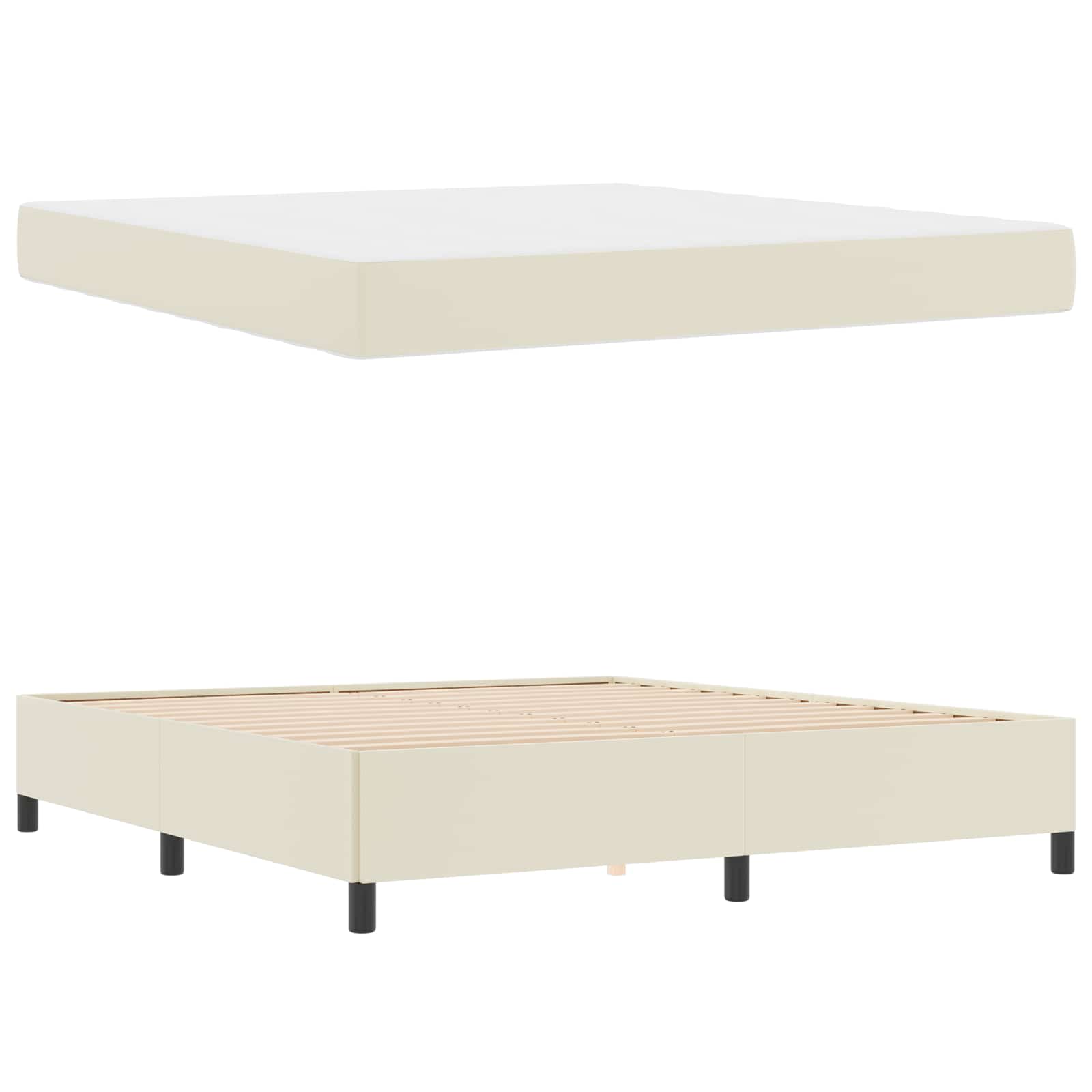 Σκελετός Κρεβατιού με στρώμα Κρεμ 180 x 200 cm ύφασμα - Pakobazaar