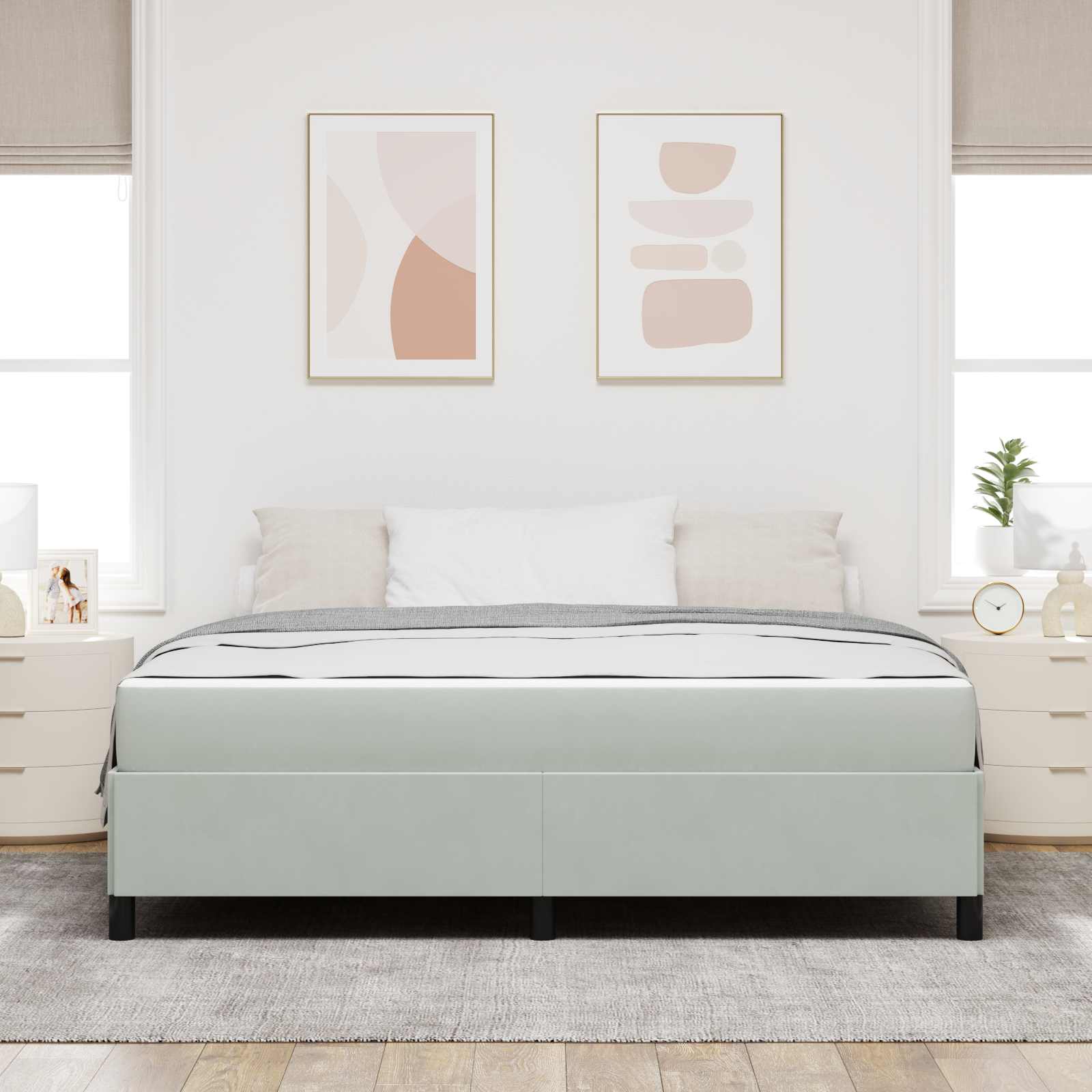 Σκελετός Κρεβατιού με στρώμα Ανοιχτό γκρι 180 x 200 cm ύφασμα - Pakobazaar