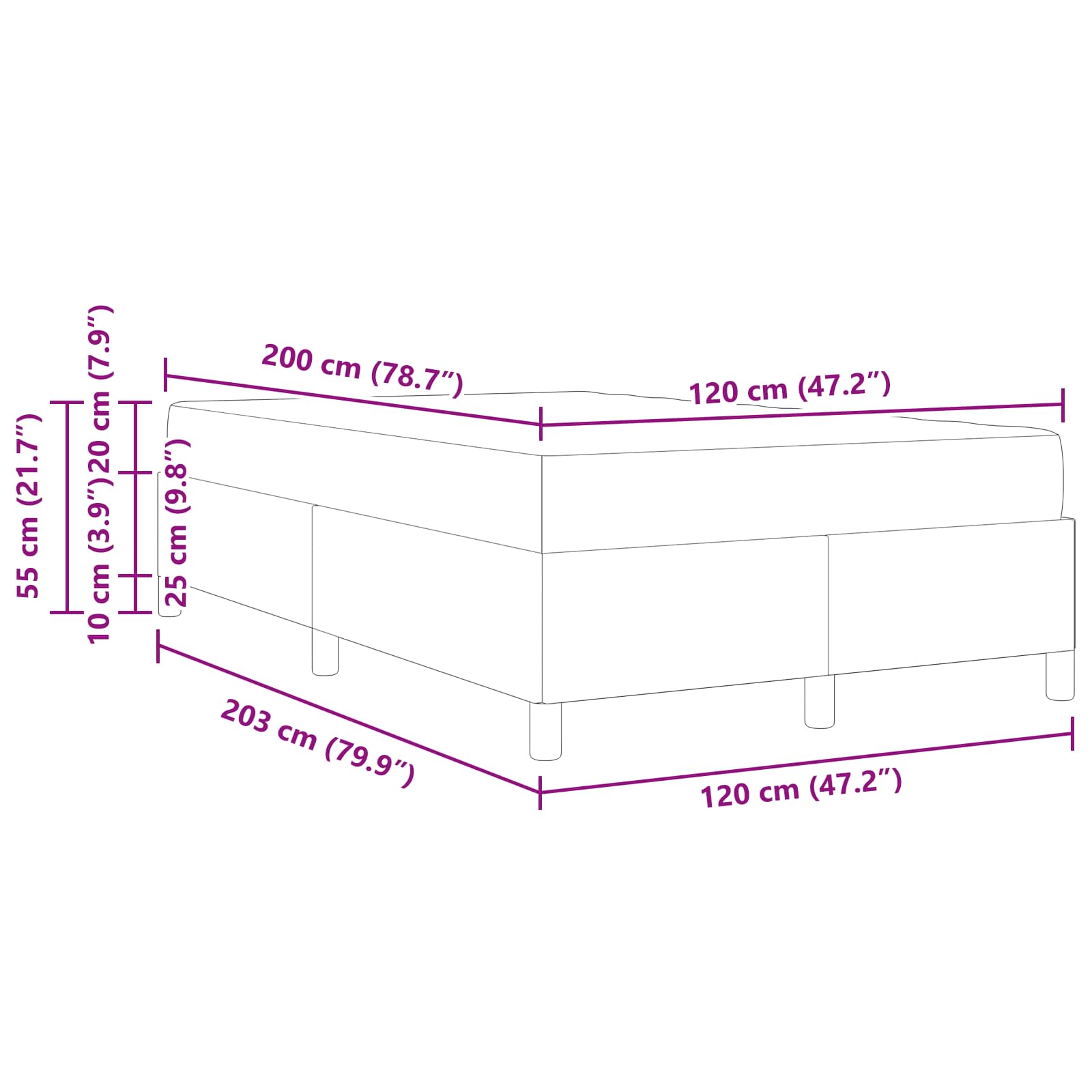 Σκελετός Κρεβατιού με στρώμα Κρεμ 120 x 200 cm ύφασμα - Pakobazaar