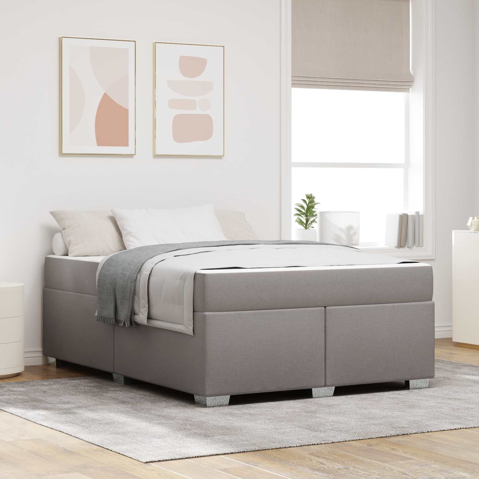 Σκελετός Κρεβατιού με στρώμα Taupe 140 x 200 cm ύφασμα
