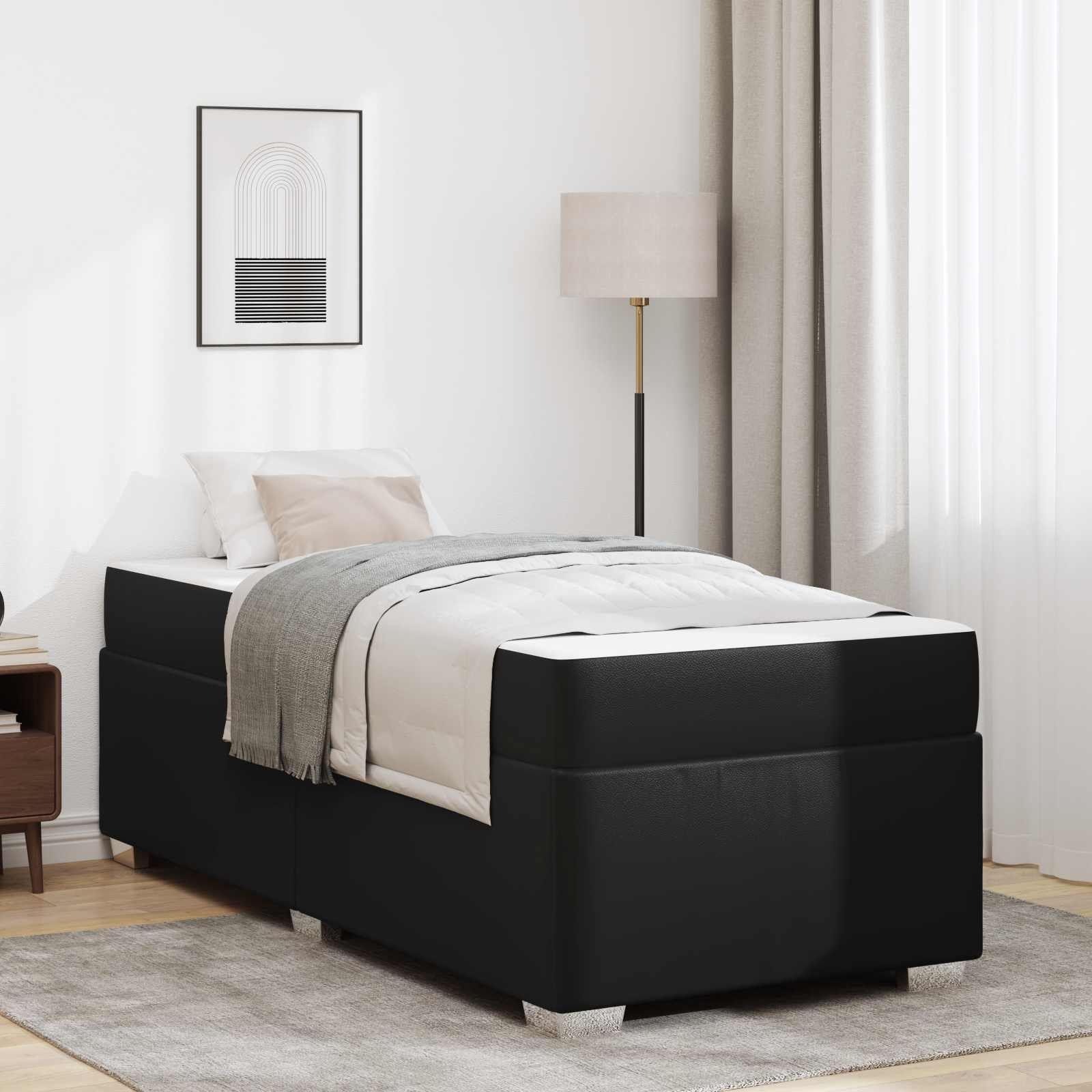 Σκελετός Κρεβατιού με στρώμα Μαύρο 100 x 200 cm ύφασμα - Pakobazaar