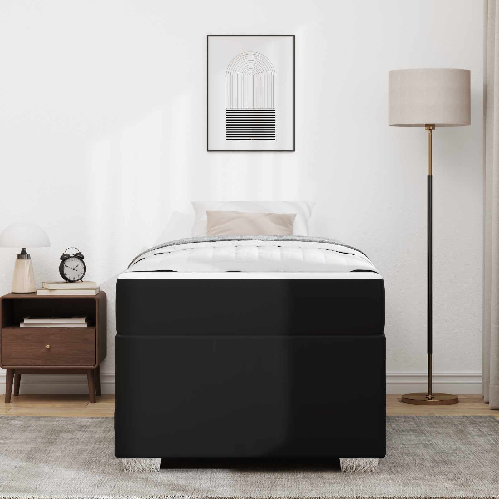 Σκελετός Κρεβατιού με στρώμα Μαύρο 100 x 200 cm ύφασμα - Pakobazaar