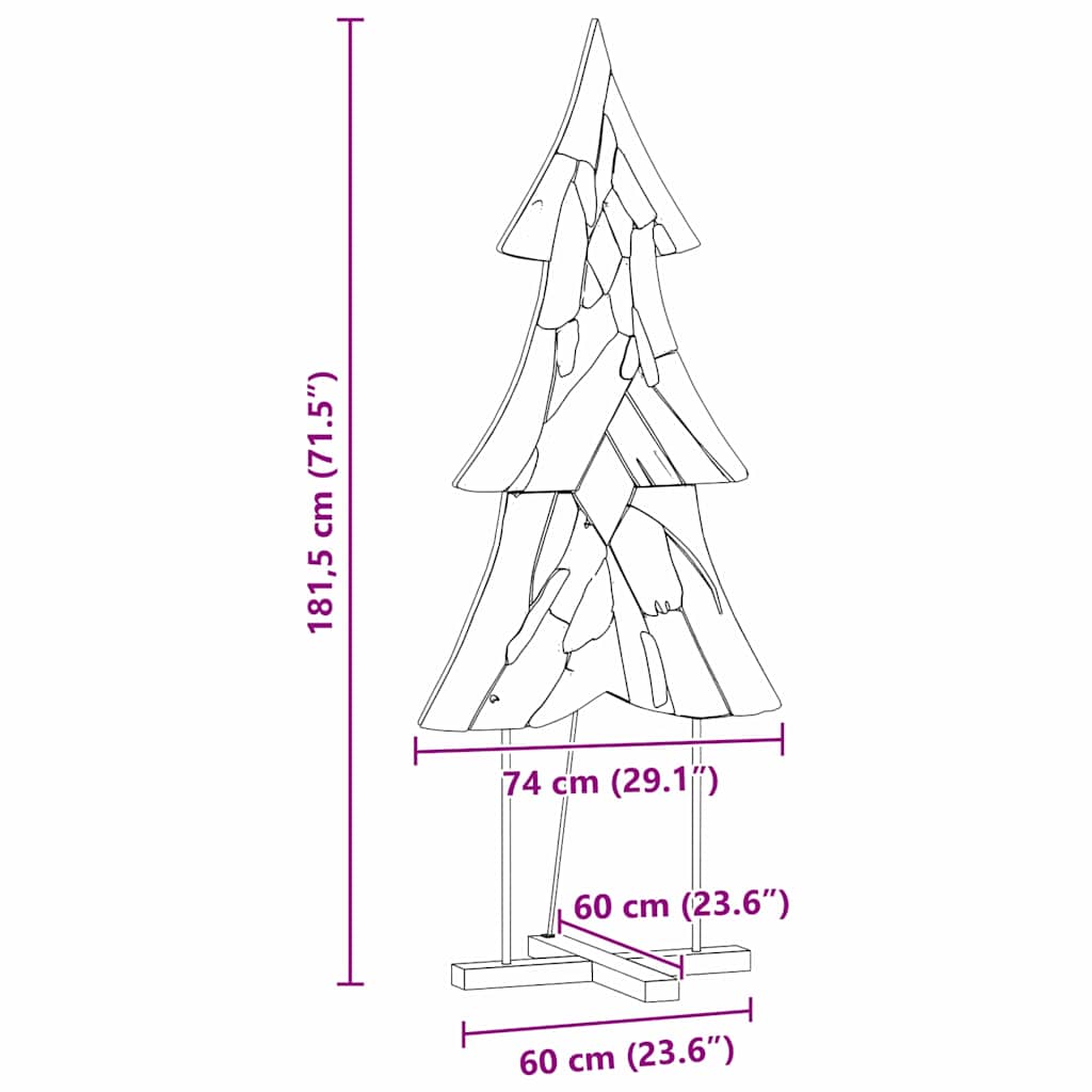Χριστουγεννιάτικο Δέντρο με βάση Καφέ 181,5 εκ Μασίφ ξύλο teak - Pakobazaar