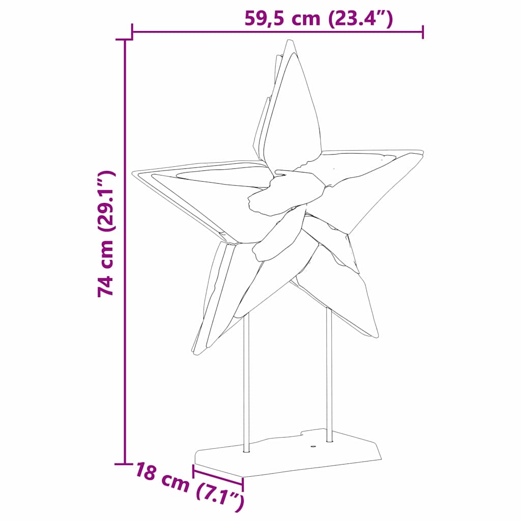 Χριστουγεννιάτικο Αστέρι Καφέ 59,5 x 18 x 74 εκ Στερεό Ξύλο Τίκ - Pakobazaar