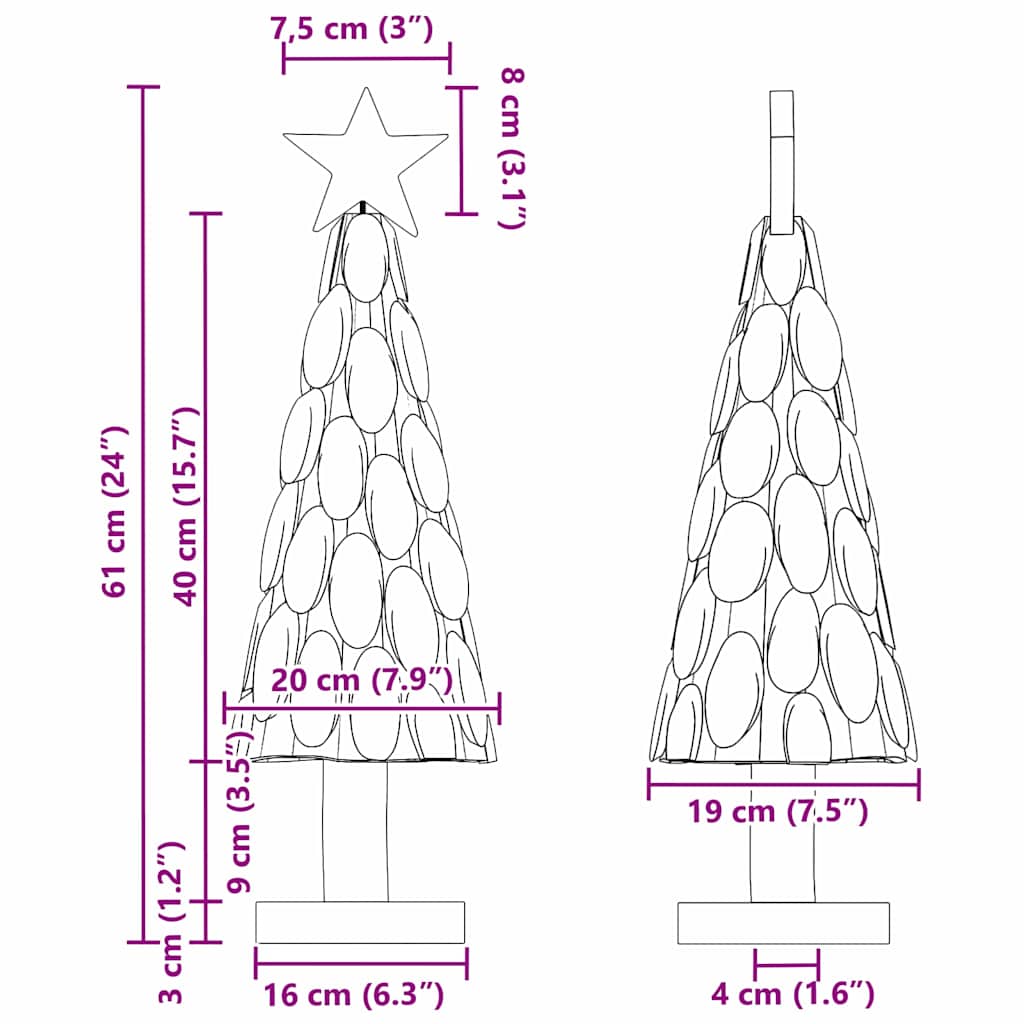 Χριστουγεννιάτικο Δέντρο με βάση Καφέ 61 cm Μασίφ ξύλο teak - Pakobazaar