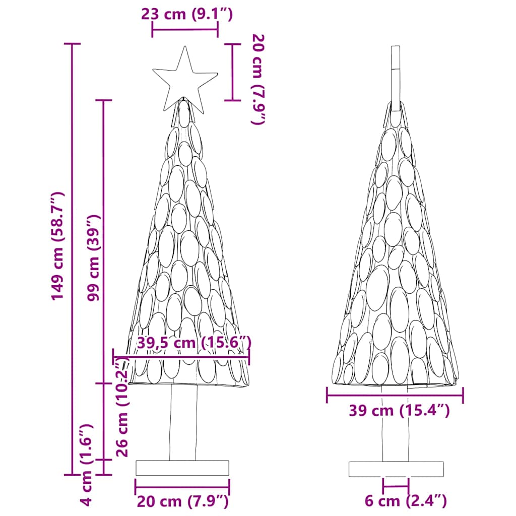 Χριστουγεννιάτικο Δέντρο με βάση Καφέ 149 cm Μασίφ ξύλο teak - Pakobazaar