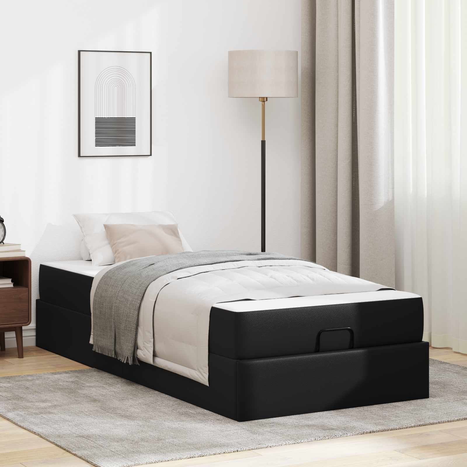 Σκελετός κρεβατιού με στρώμα Άλλο 2 pcs Μαύρο PVC - Pakobazaar