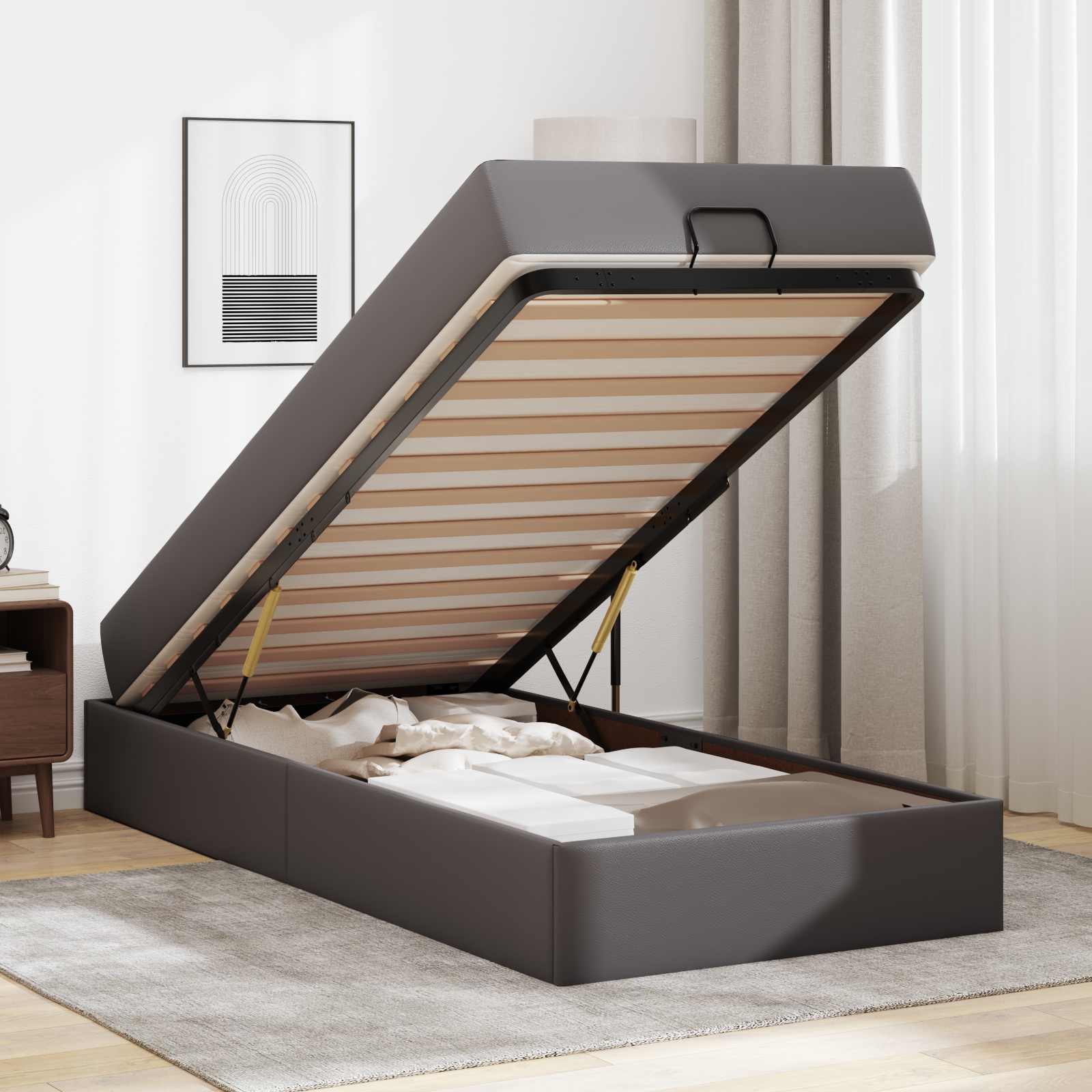 Σκελετός κρεβατιού με στρώμα με στρώμα 2 pcs Γκρι PVC - Pakobazaar