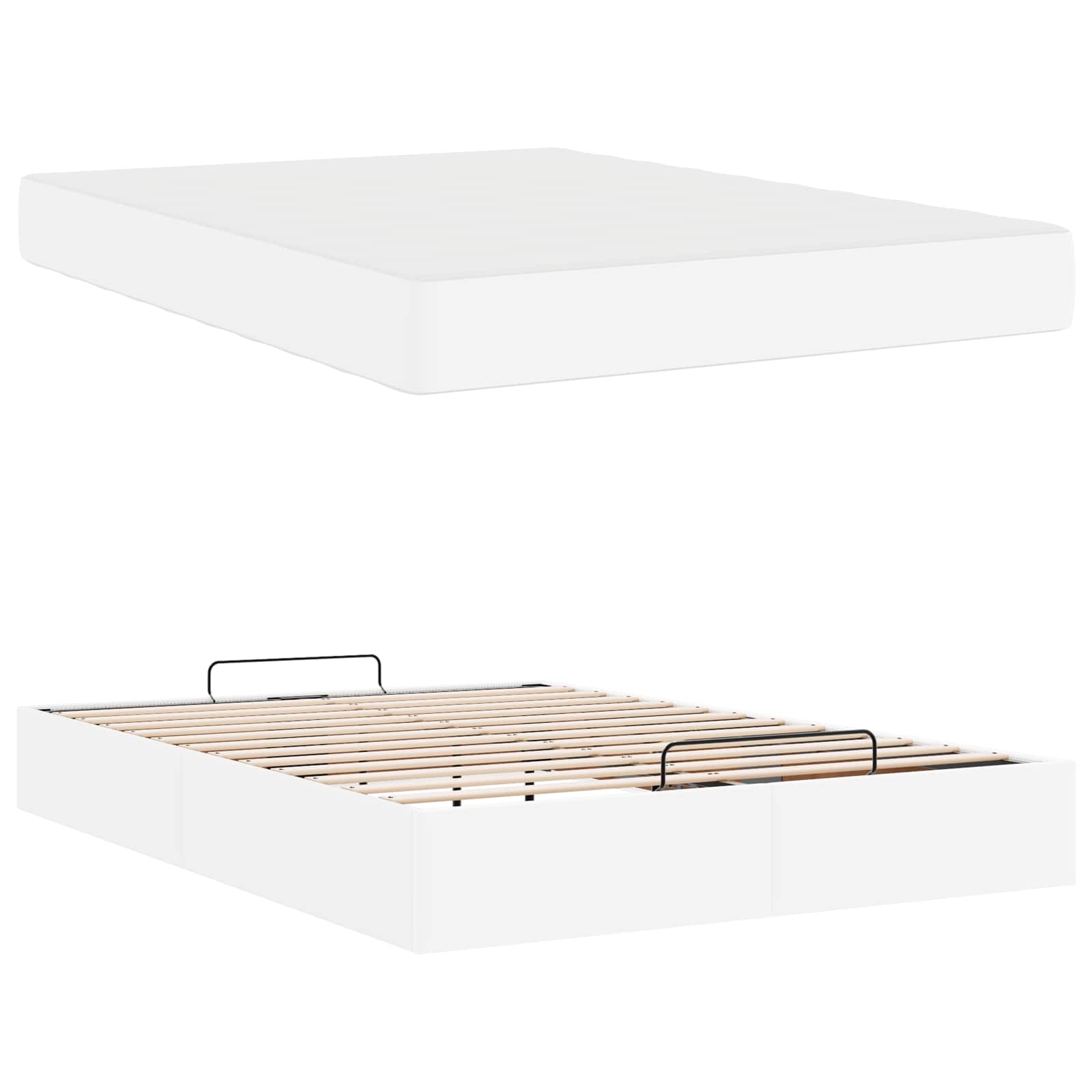 Σκελετός κρεβατιού με στρώμα με στρώμα 2 pcs Λευκό PVC