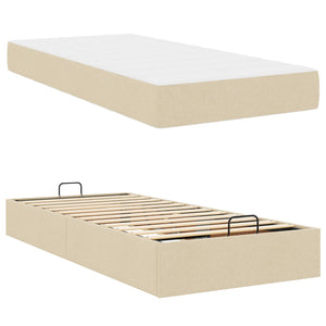 Σκελετός κρεβατιού με στρώμα με στρώμα 2 pcs Κρεμ ύφασμα - Pakobazaar