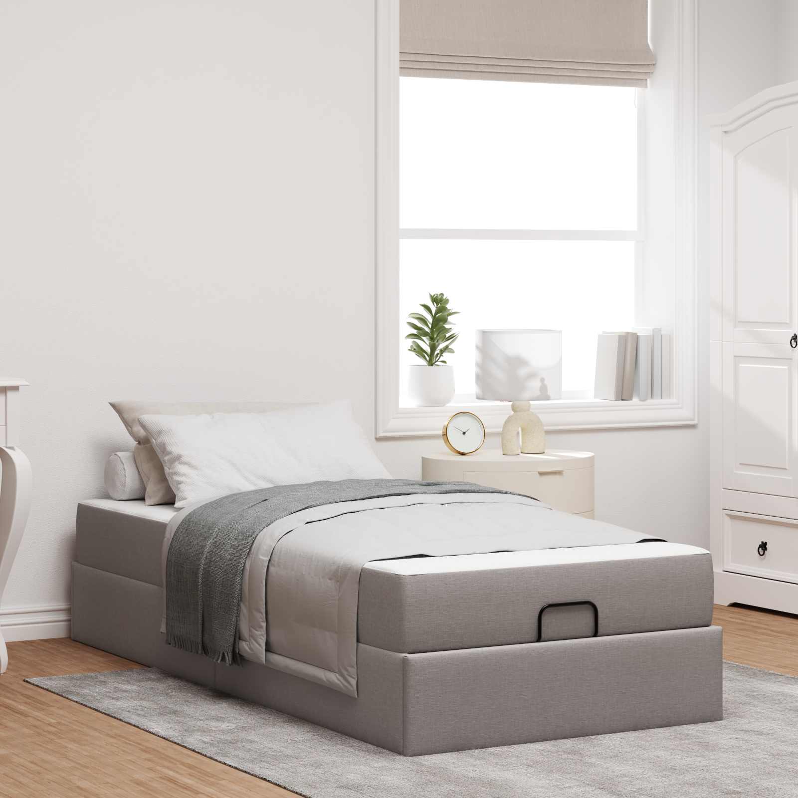 Σκελετός κρεβατιού με στρώμα 2 pcs Taupe ύφασμα