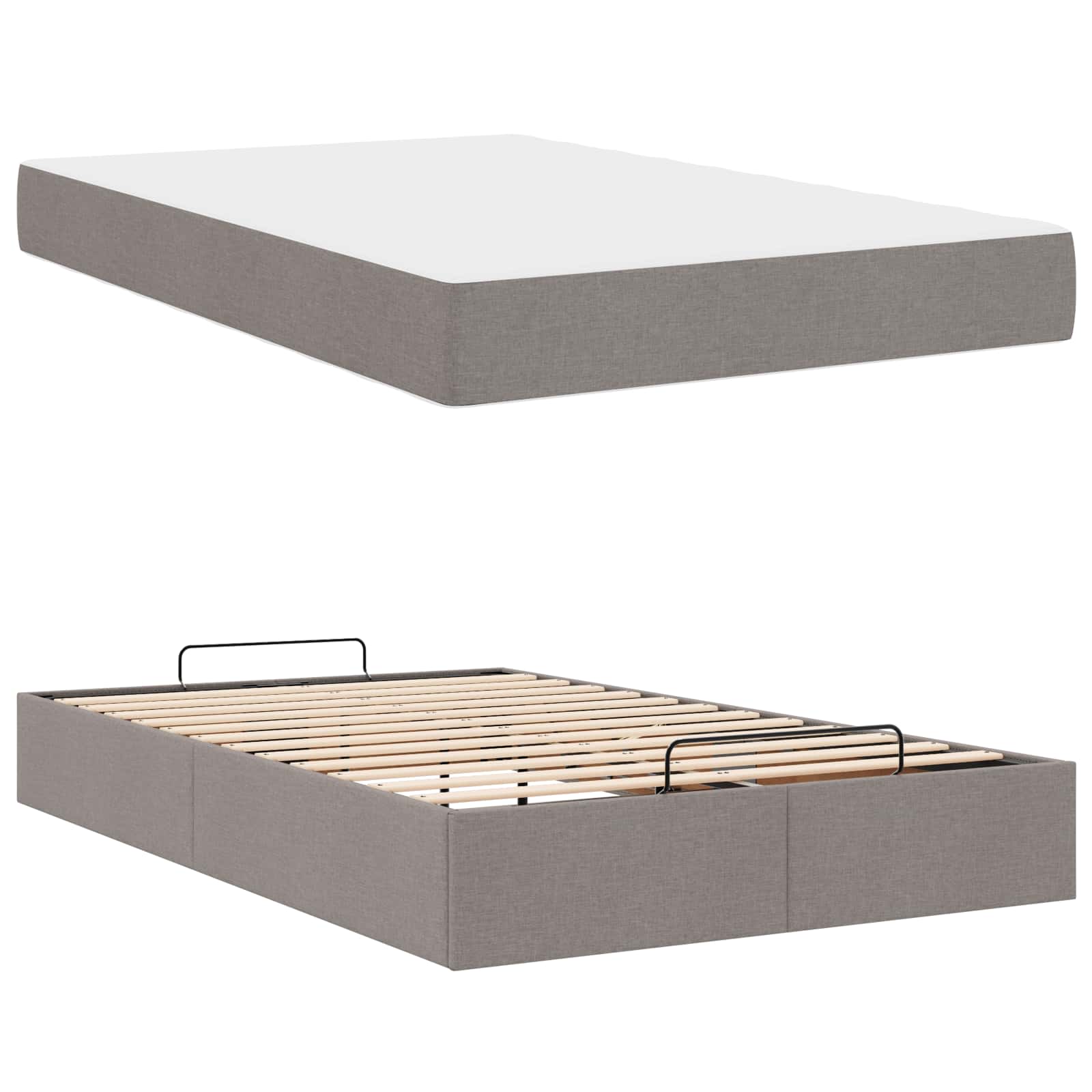 Σκελετός κρεβατιού με στρώμα με στρώμα 2 pcs Taupe ύφασμα - Pakobazaar