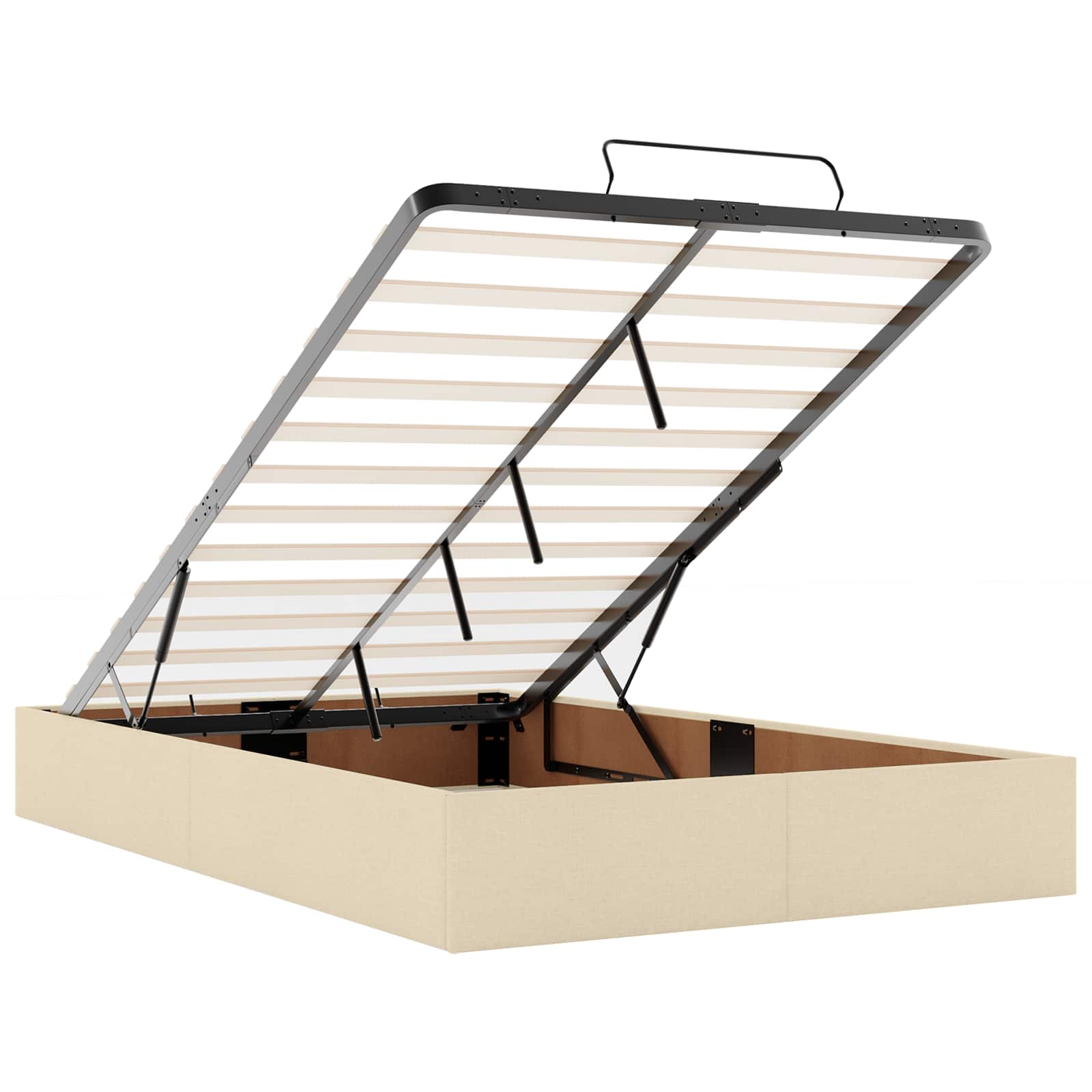 Σκελετός κρεβατιού με στρώμα με στρώμα 2 pcs Κρεμ ύφασμα