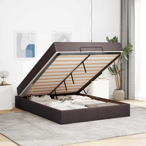 Σκελετός κρεβατιού με στρώμα 2 τμχ. Ώχρα ύφασμα - Pakobazaar
