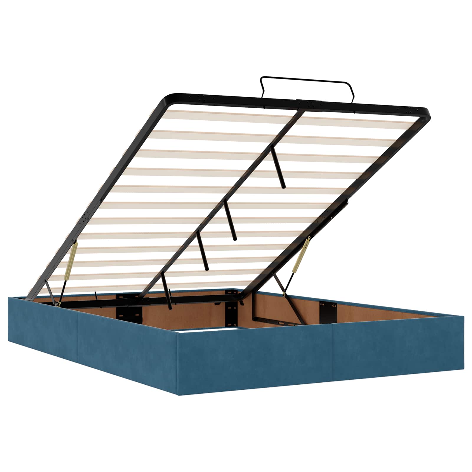 Σκελετός κρεβατιού με στρώμα με στρώμα 2 pcs Μπλε Βελούδο - Pakobazaar