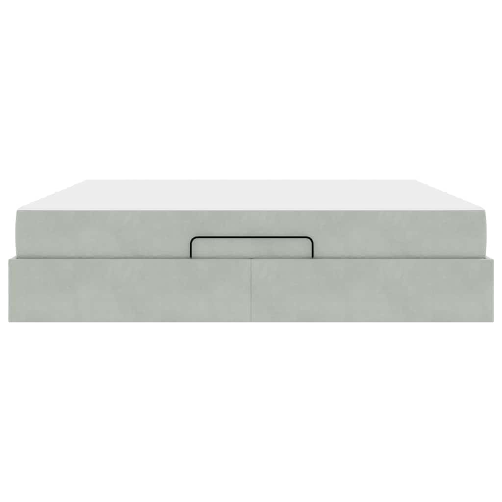 Σκελετός κρεβατιού με στρώμα 2 pcs Ανοιχτό γκρι Βελούδο - Pakobazaar