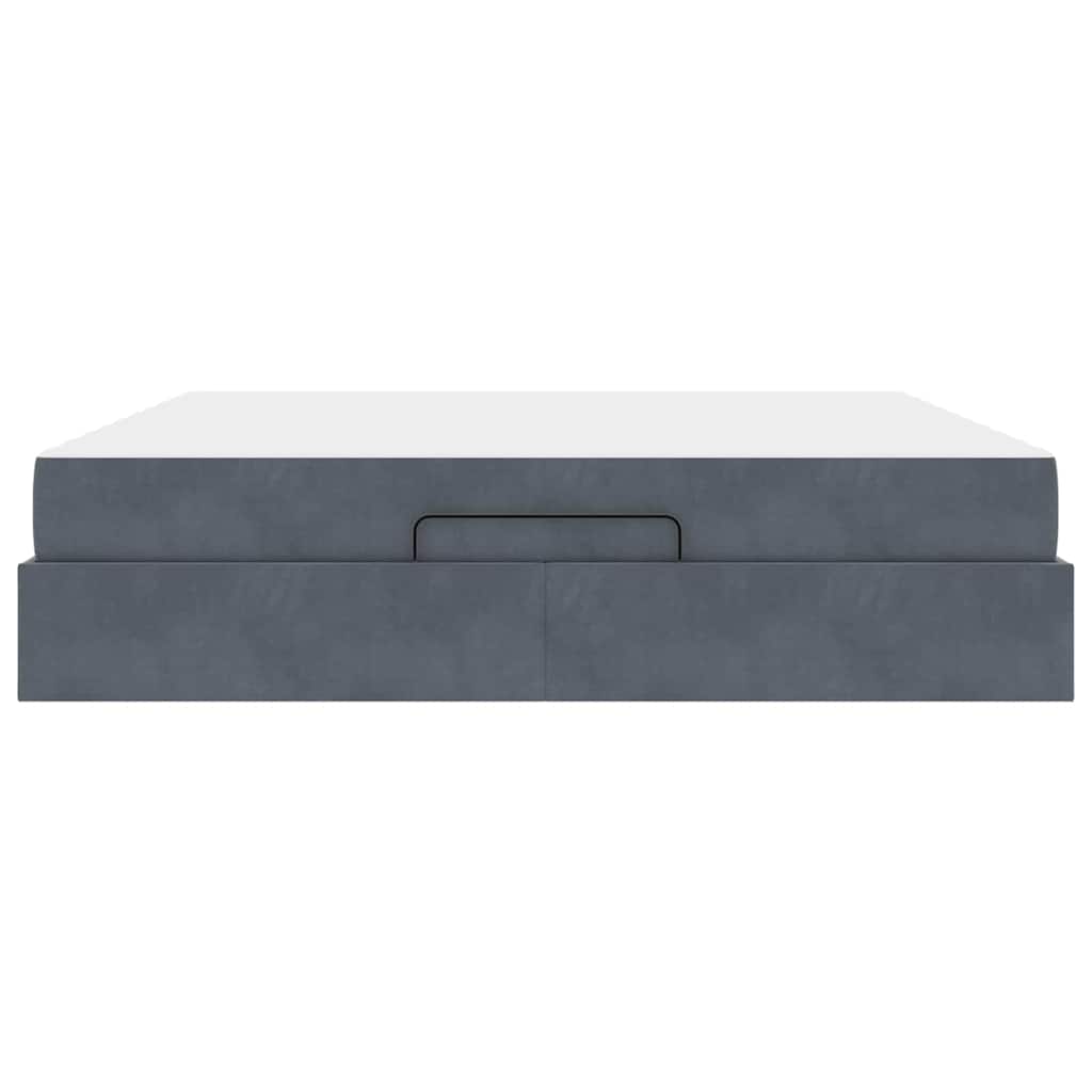 Σκελετός κρεβατιού με στρώμα 2 pcs Σκούρο Γκρι Βελούδο