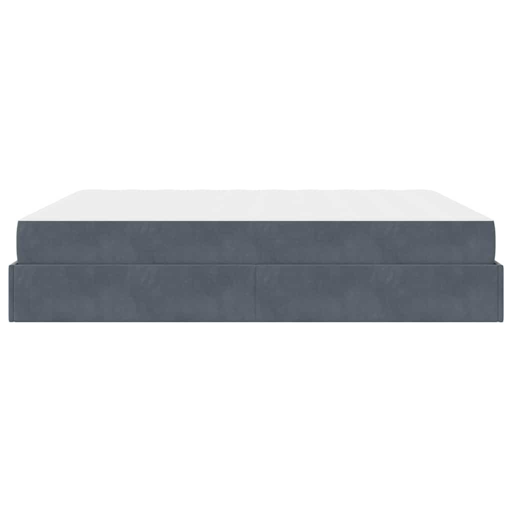 Σκελετός κρεβατιού με στρώμα 2 pcs Σκούρο Γκρι Βελούδο