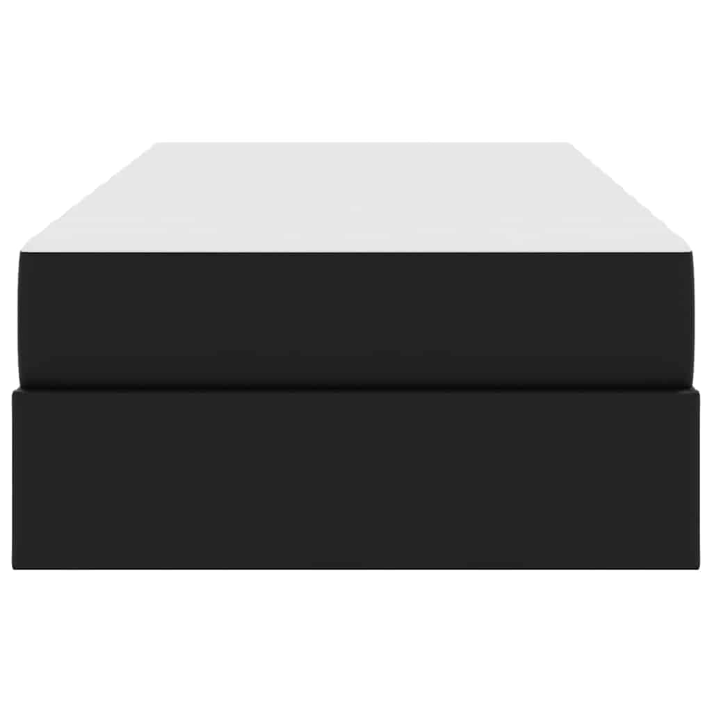 Κρεβάτι με αποθηκευτικό χώρο και στρώμα 2 pcs Μαύρο Δέρμα