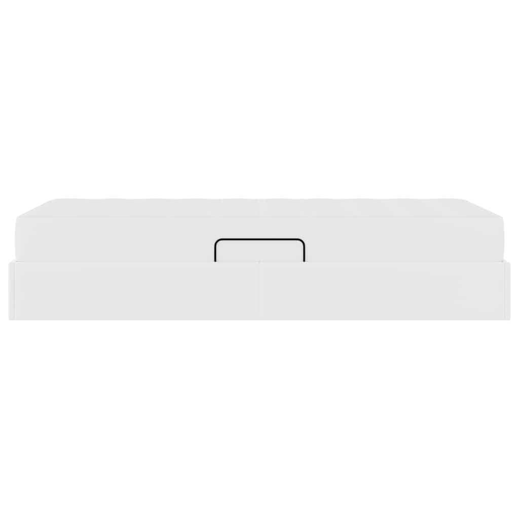 Κρεβάτι με αποθηκευτικό χώρο και στρώμα 2 pcs Λευκό Δέρμα - Pakobazaar