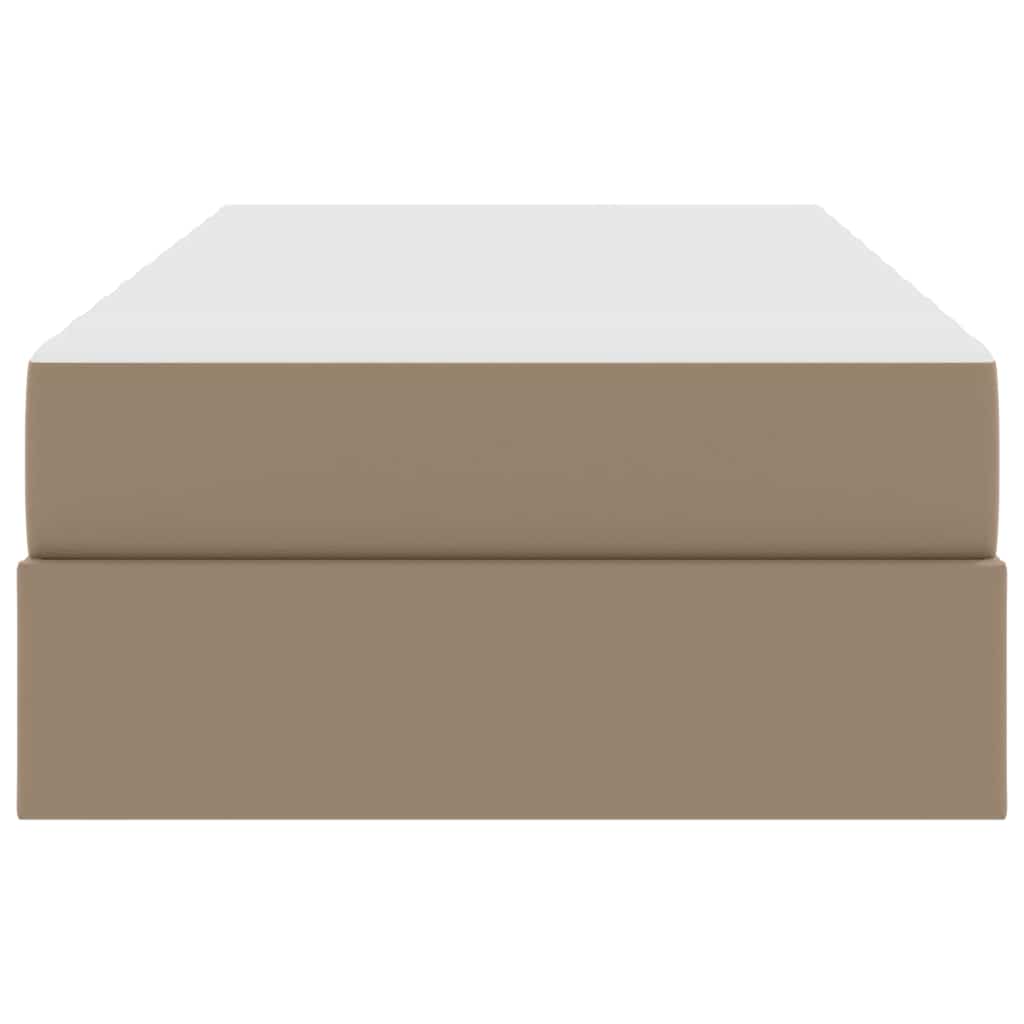 Κρεβάτι με αποθηκευτικό χώρο και στρώμα 2 pcs Καπουτσίνο Δέρμα