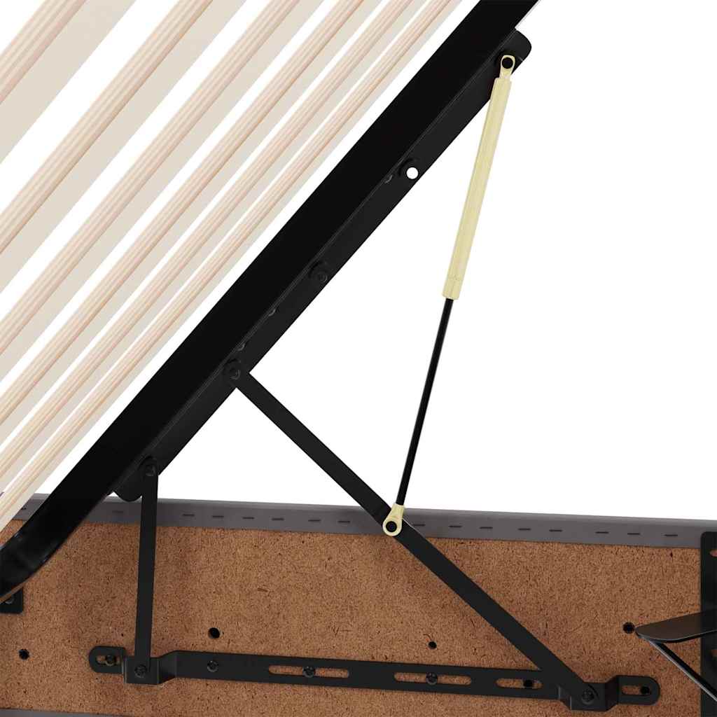 Κρεβάτι με αποθηκευτικό χώρο και στρώμα 2 pcs Γκρι Δέρμα