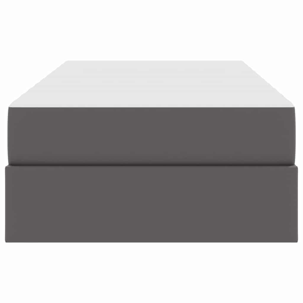 Κρεβάτι με αποθηκευτικό χώρο και στρώμα 2 pcs Γκρι Δέρμα - Pakobazaar