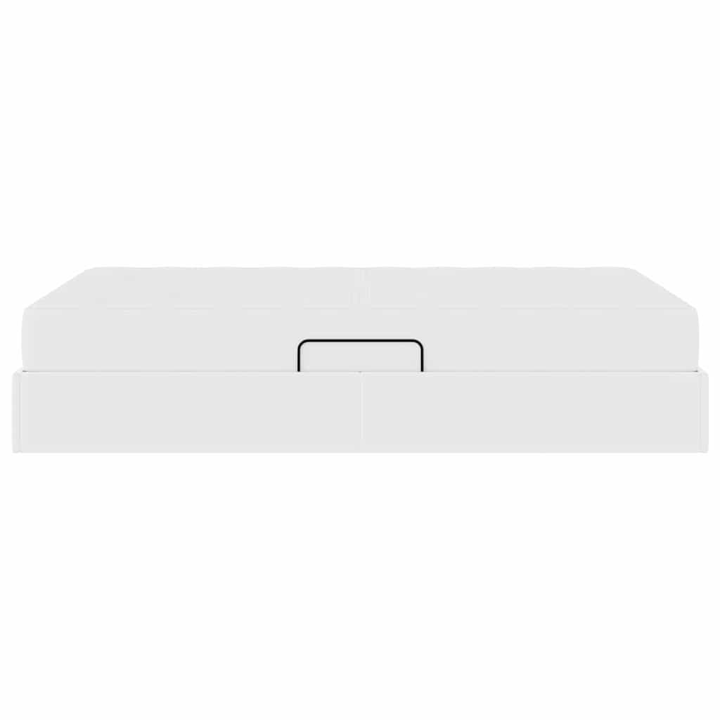 Κρεβάτι με αποθηκευτικό χώρο και στρώμα 2 pcs Λευκό Δέρμα - Pakobazaar