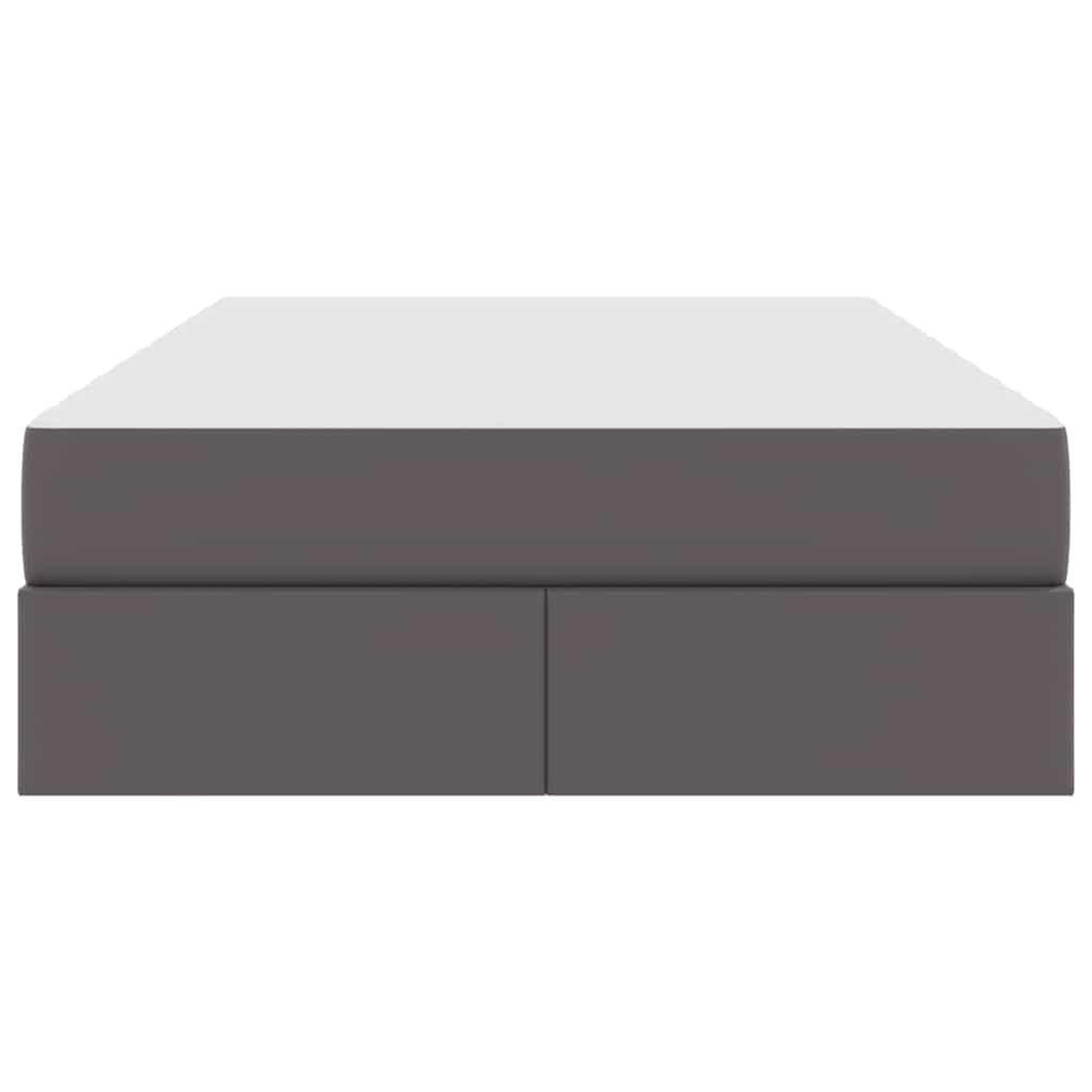 Κρεβάτι με αποθηκευτικό χώρο και στρώμα 2 pcs Γκρι Δέρμα