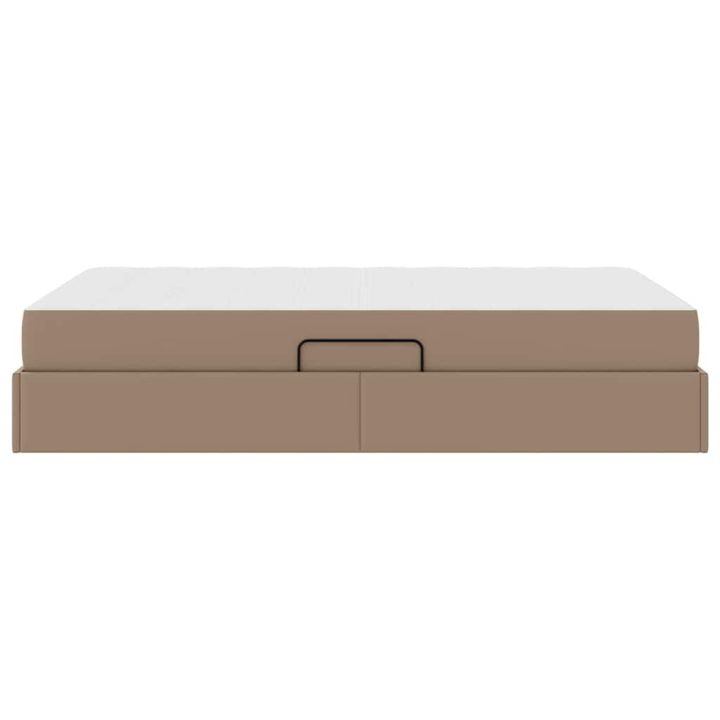 Κρεβάτι με αποθηκευτικό χώρο και στρώμα 2 pcs Καπουτσίνο Δέρμα - Pakobazaar