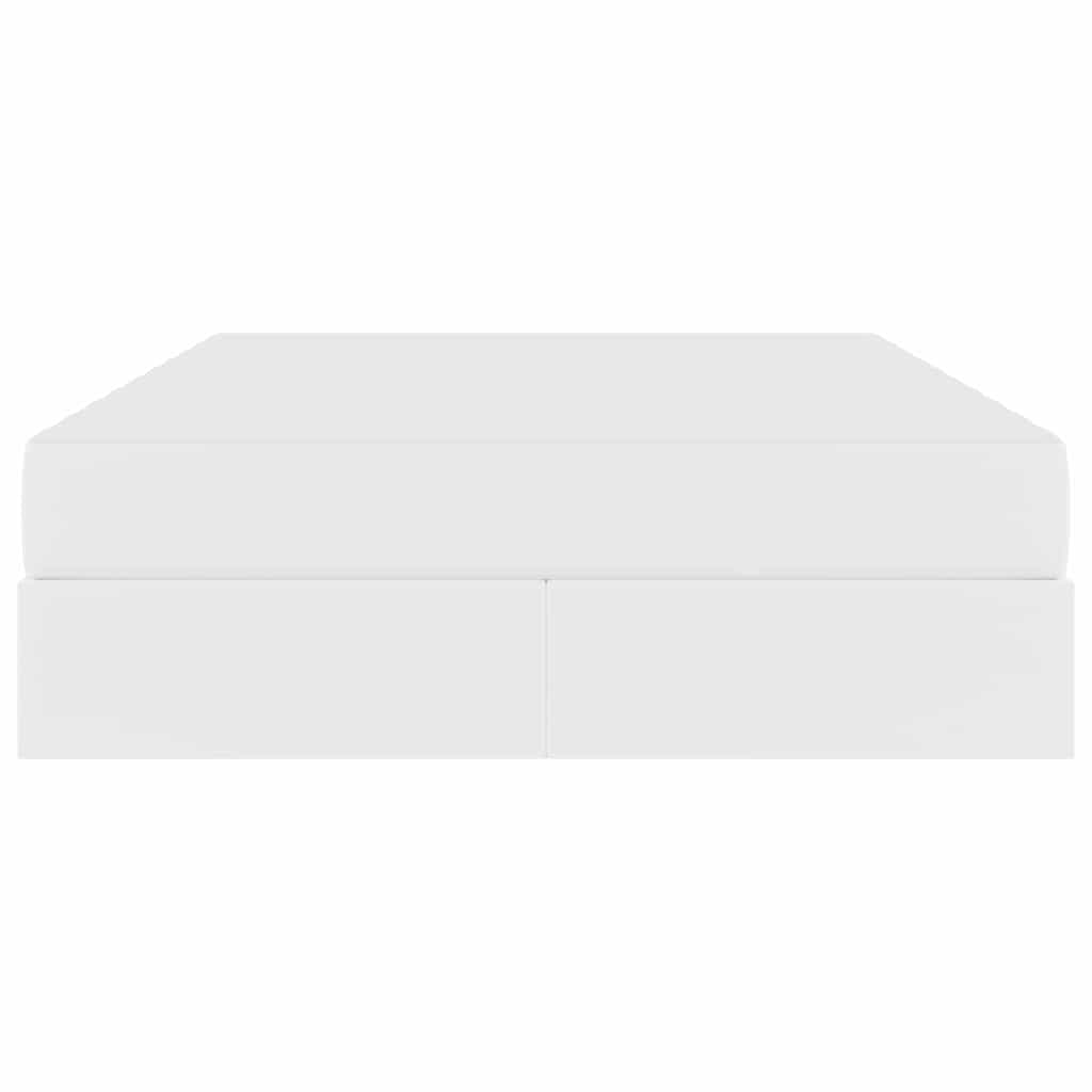 Κρεβάτι με αποθηκευτικό χώρο και στρώμα 2 pcs Λευκό Δέρμα