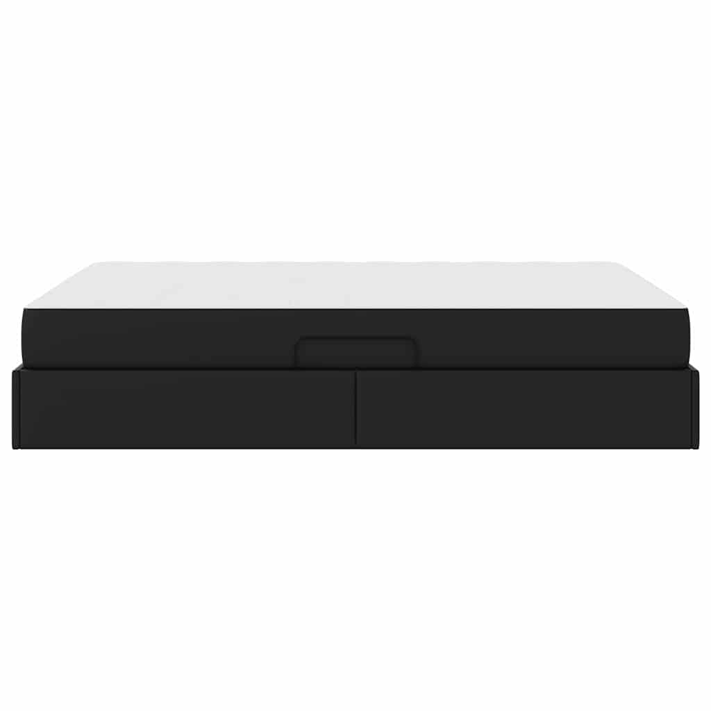 Κρεβάτι με αποθηκευτικό χώρο και στρώμα 2 pcs Μαύρο Δέρμα - Pakobazaar