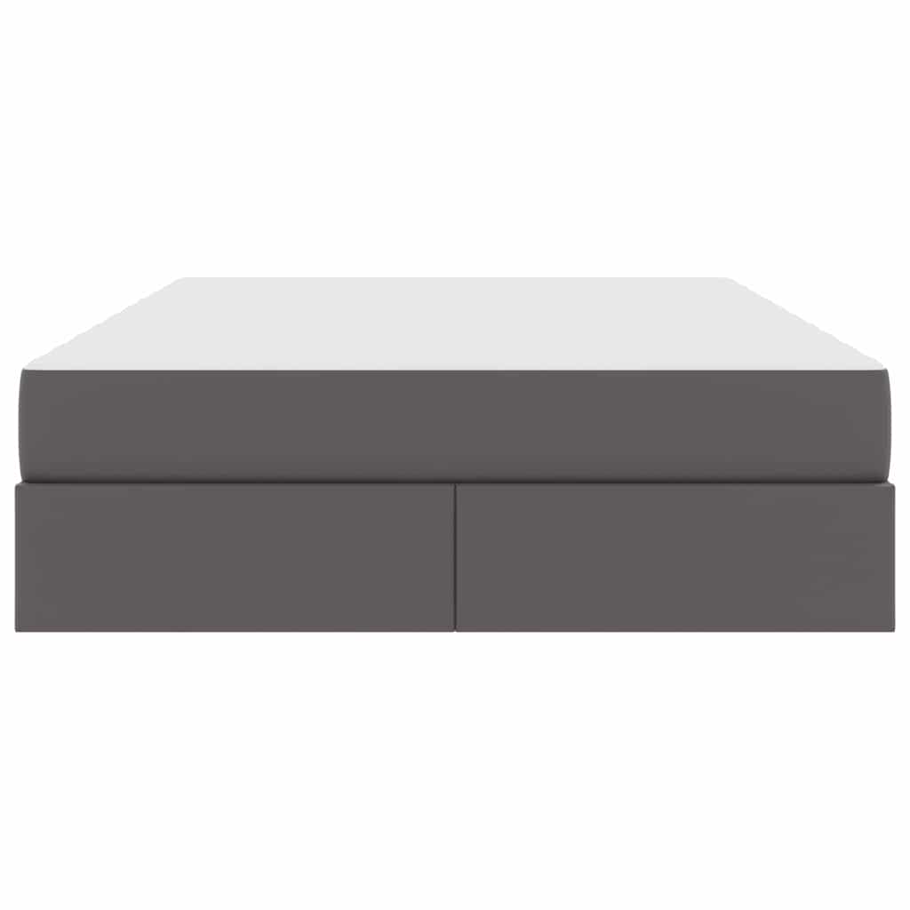 Κρεβάτι με αποθηκευτικό χώρο και στρώμα 2 pcs Γκρι Δέρμα