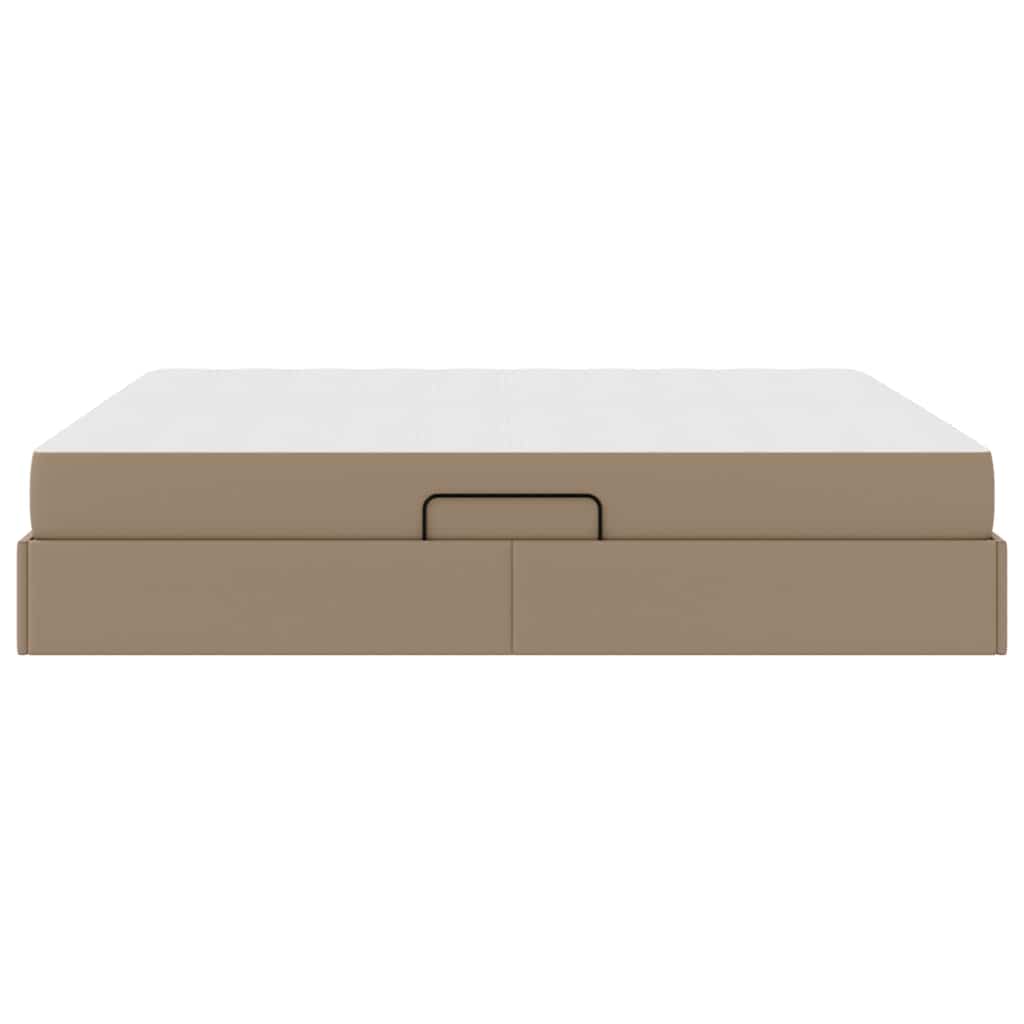 Κρεβάτι με αποθηκευτικό χώρο και στρώμα 2 pcs Καπουτσίνο Δέρμα - Pakobazaar