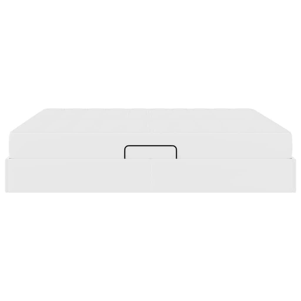 Κρεβάτι με αποθηκευτικό χώρο και στρώμα 2 pcs Λευκό Δέρμα - Pakobazaar