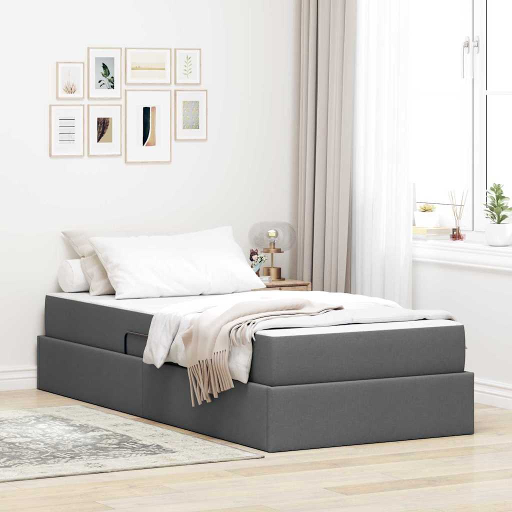 Κρεβάτι με αποθηκευτικό χώρο και στρώμα Σκούρο Γκρι 90 x 190 cm - Pakobazaar