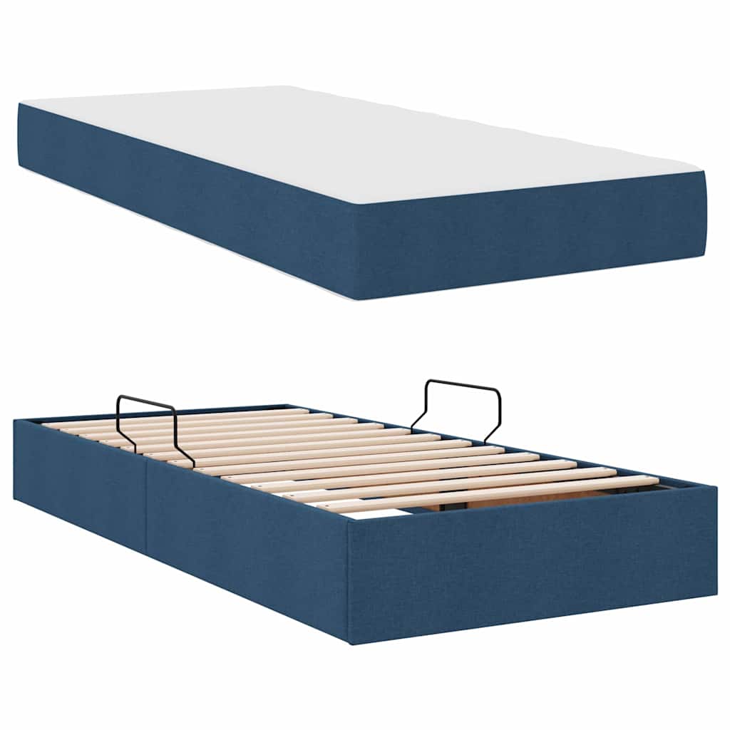 Κρεβάτι με αποθηκευτικό χώρο και στρώμα Μπλε 90 x 200 cm