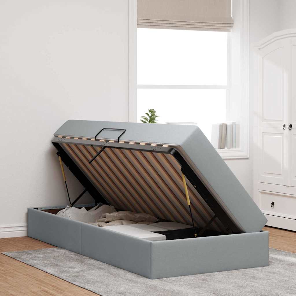 Κρεβάτι με αποθηκευτικό χώρο και στρώμα με στρώμα Ανοιχτό γκρι - Pakobazaar